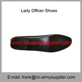 Wholesale Cheap China Black Genuine Leather Sole Lady Officer Shoes